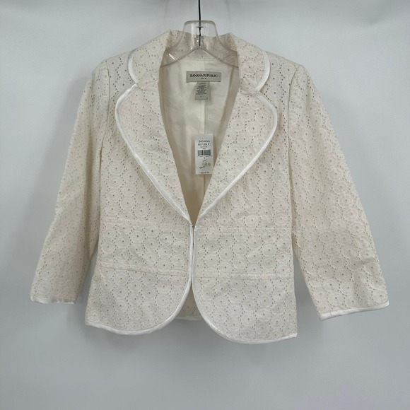 Banana Republic Jackets & Blazers - Banana Republic Womens Cottagecore Eyelet Lace Blazer Size 2 Romantic Minimalist
